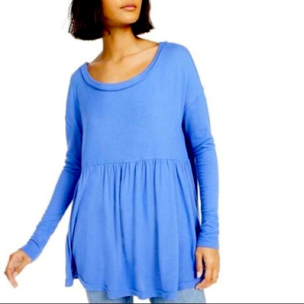 Free People Blue Babydoll Shirt